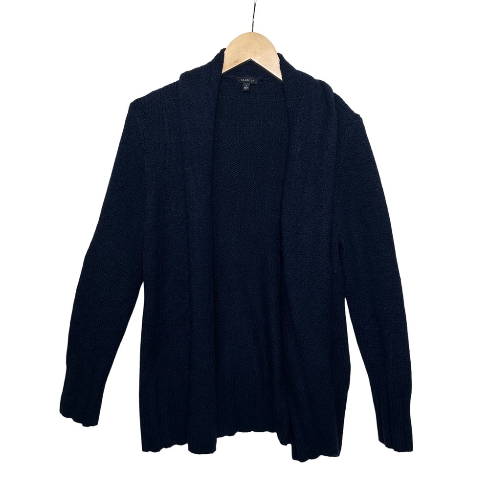 Talbots Women's Open Front Knit Work Cardigan size Small Blue